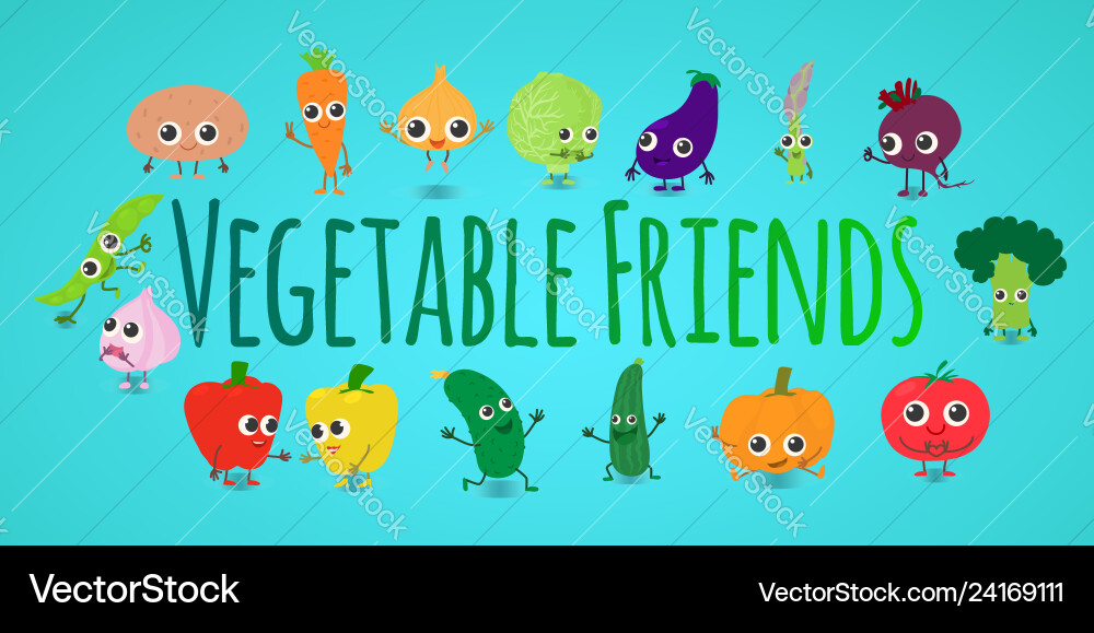Gemüse Freunde Konzept Banner Cartoon Stil Gemüse Freunde Konzept Banner Cartoon Stil vektorbild