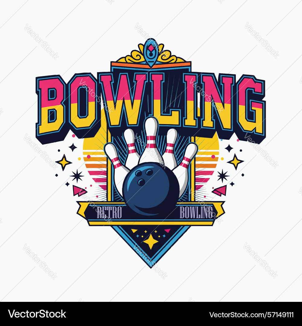 Retro bowling graphic design featuring – Royalty-Free Vector | VectorStock, image size:1000x1080