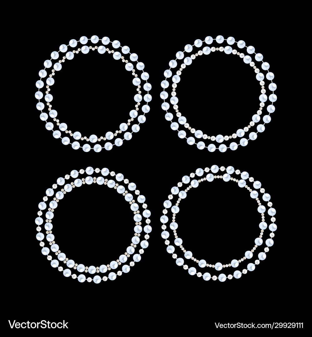 Round pearl frames set double string Round pearl frames set double string vector image