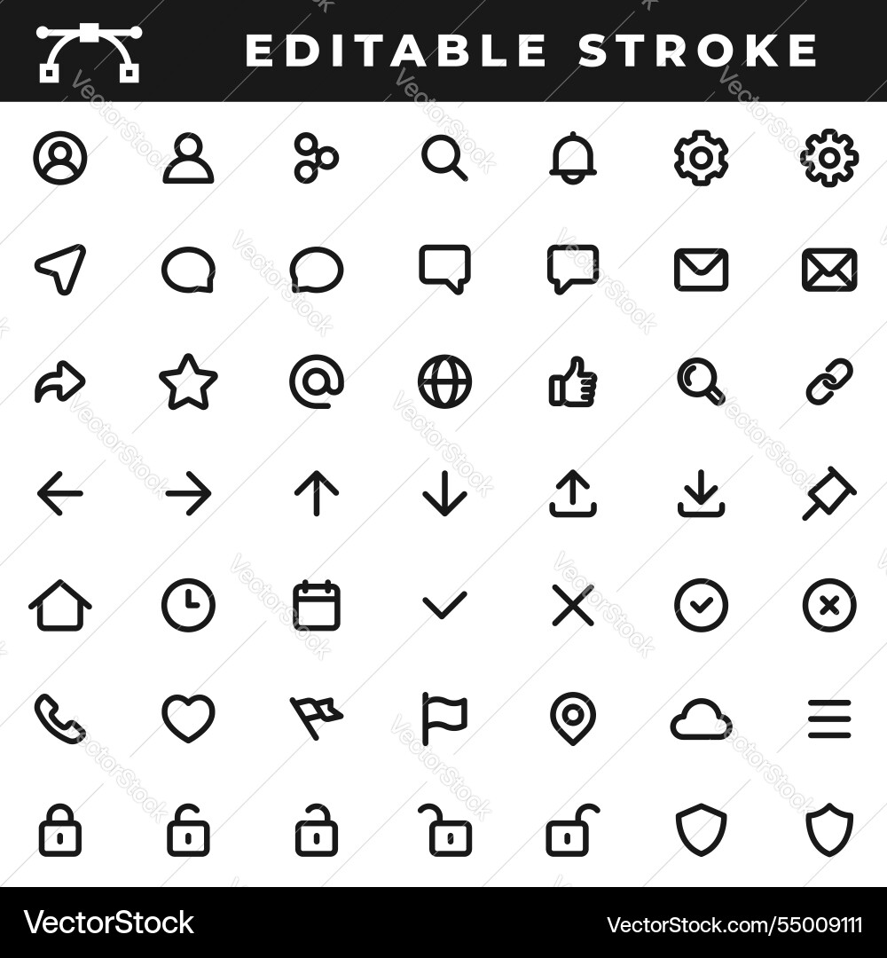 Set of linear icons with editable stroke isolated Vector Image