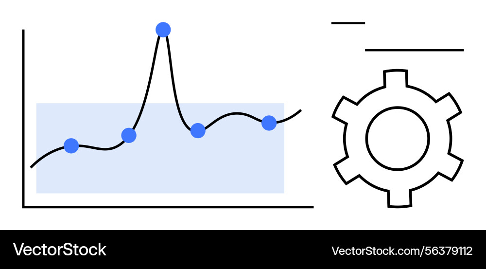 Data analytics with gear and line graph Data analytics with gear and line graph vector image