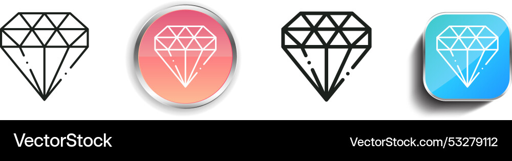 Diamond icon thin linear regular and button style Vector Image
