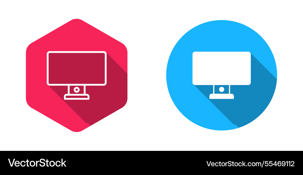 Filled and outline computer monitor icon isolated Vector Image