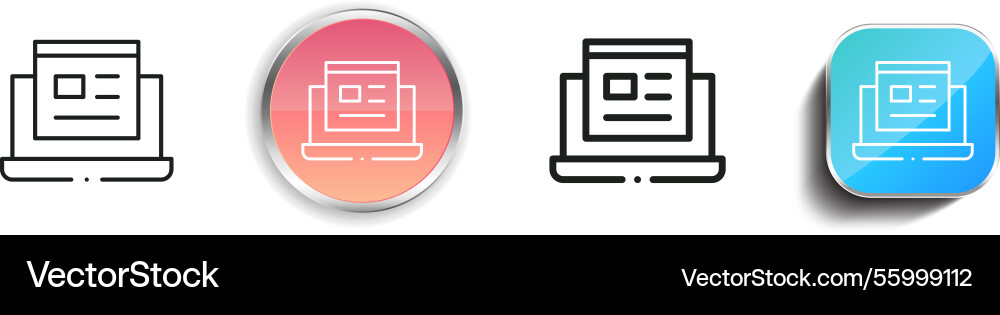 Laptop icon thin linear regular and button style Laptop icon thin linear regular and button style Vector Image