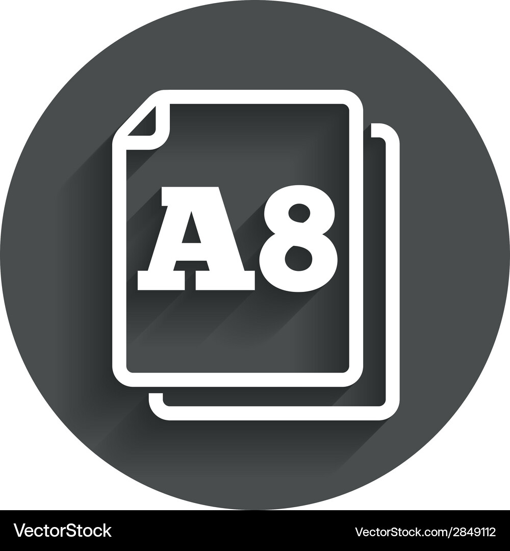 Paper size a8 standard icon document symbol Vector Image