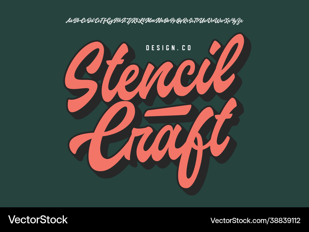 Retro Brush Script Font - Stencil Style vector image