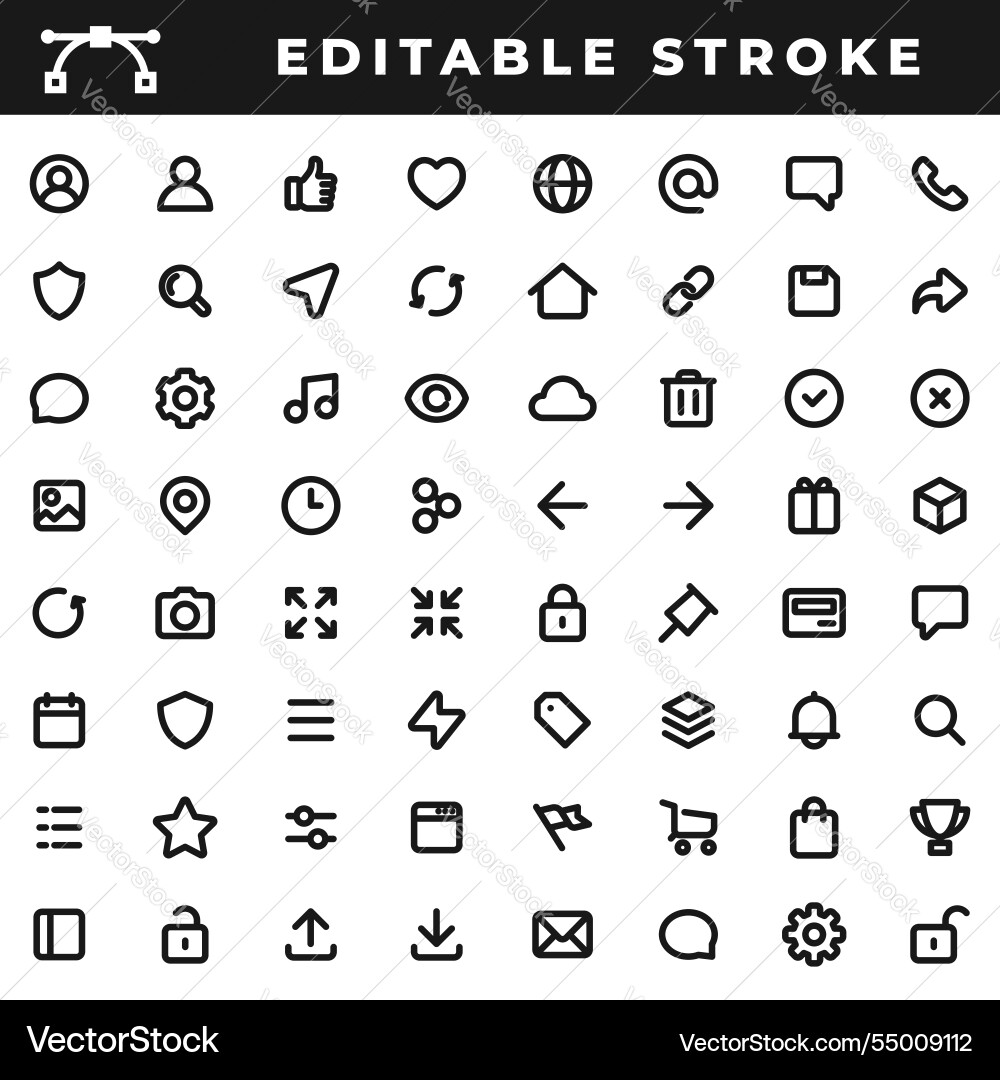 Set of linear icons with editable stroke isolated Vector Image
