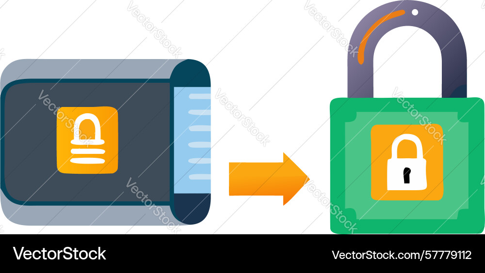 Sichere mobile Geräte- und App-Sicherheits-Icon-Design Vektorbild