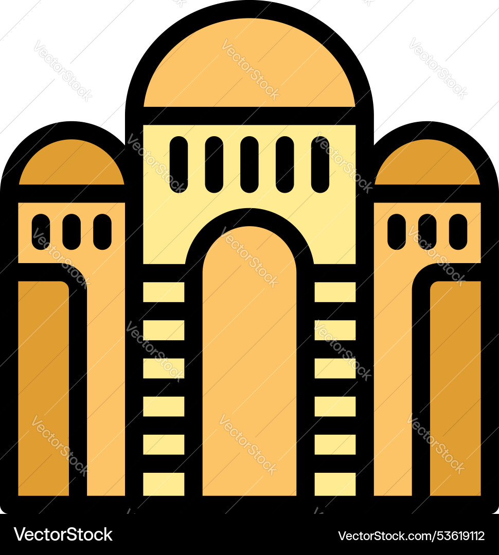 Simple color icon of a building with arches Simple color icon of a building with arches Vector Image