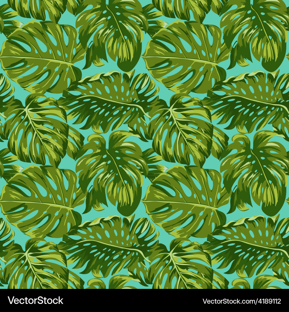 Tropical Leaf Pattern - Seamless Royalty Free Vector Image