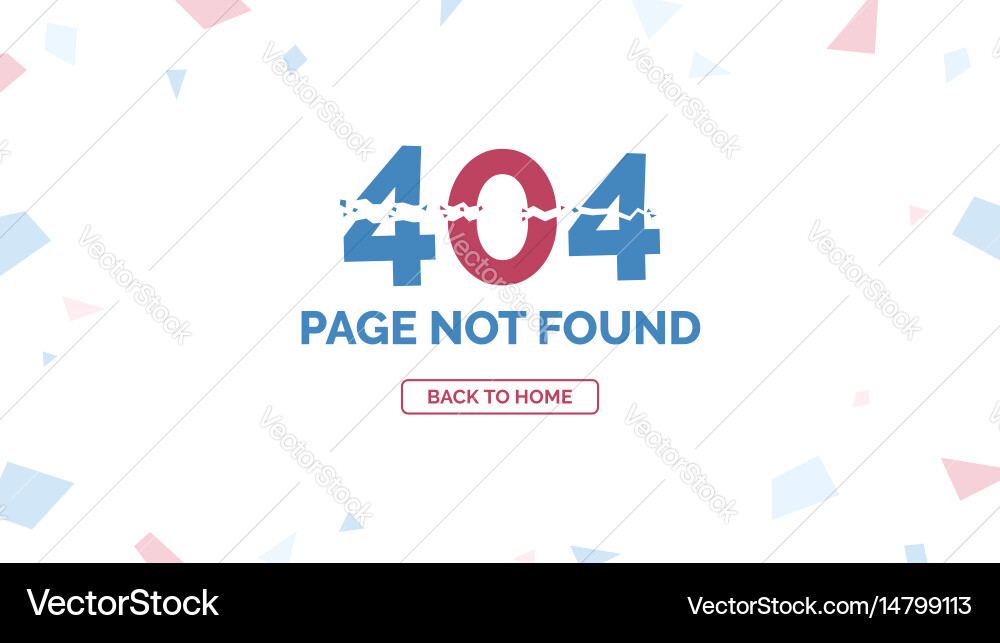 404 Error Seite nicht gefunden mit Rückgabe Home Button vektorbild