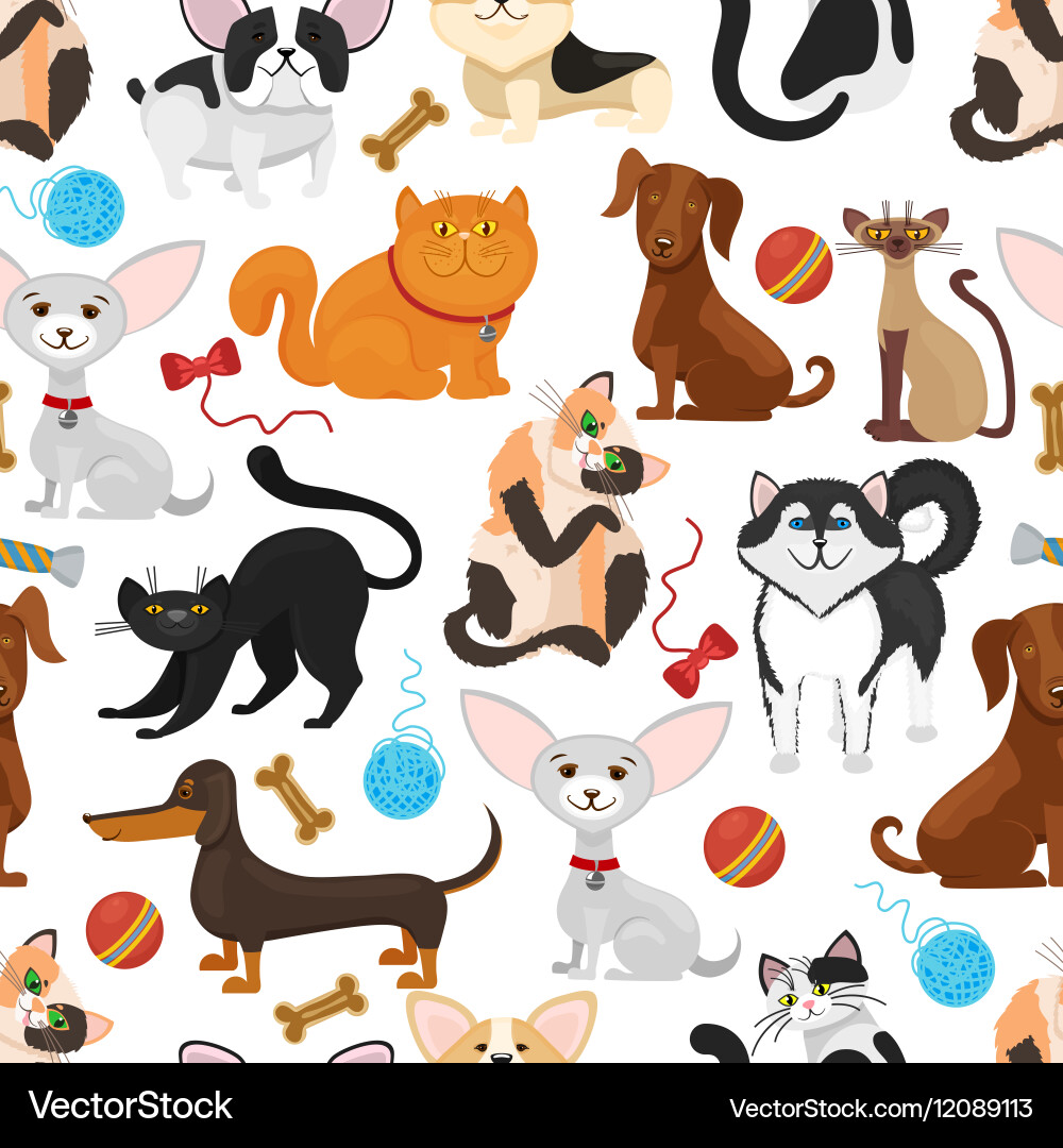 Adorable Pets: Dogs and Cats Pattern vector image
