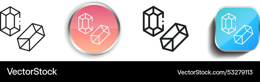 Diamonds icon thin linear regular and button Vector Image
