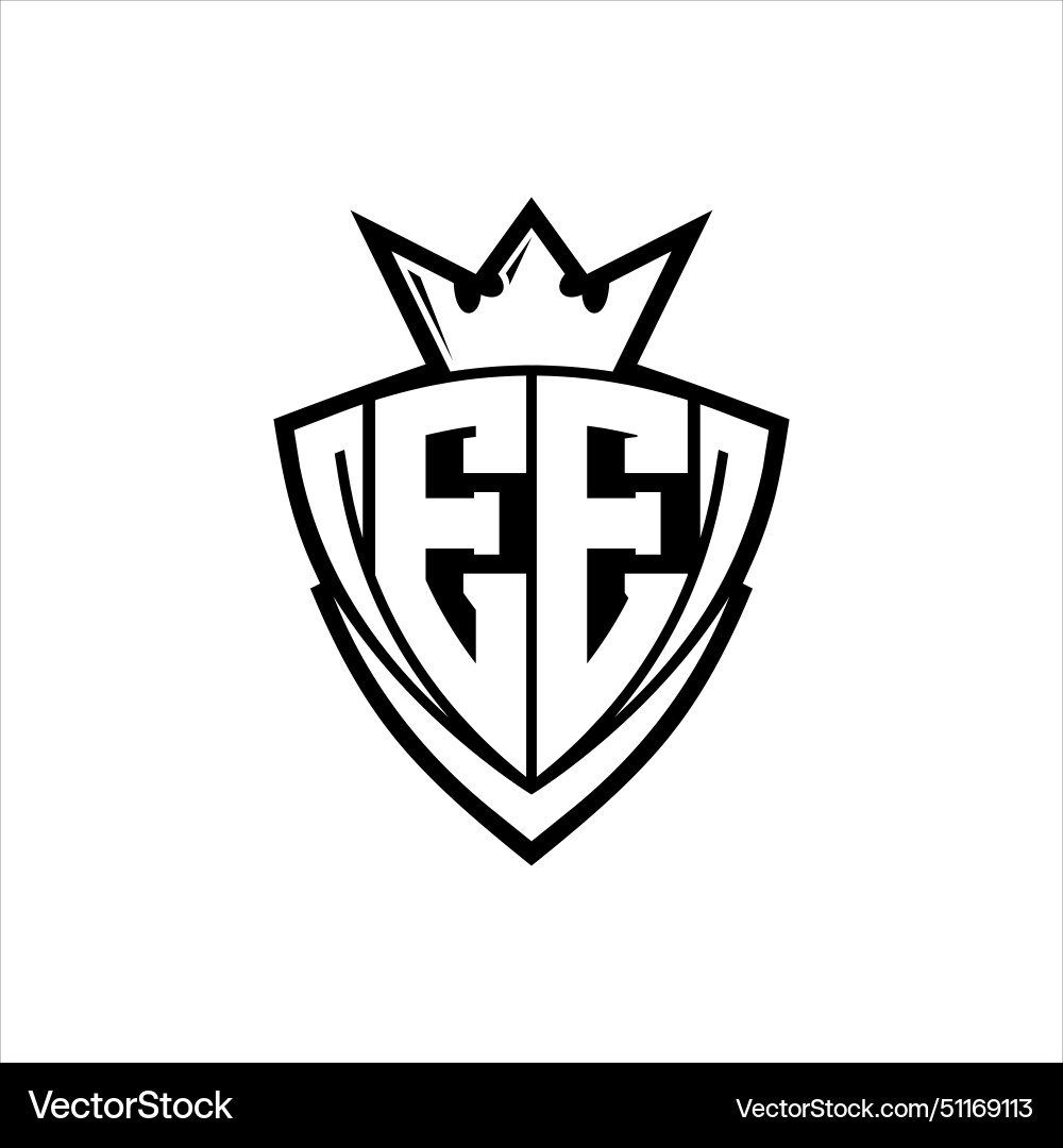 Ee letter logo with sharp triangle shield shape Vector Image