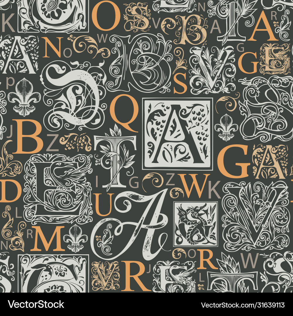 Seamless pattern with capital and initial letters Vector Image