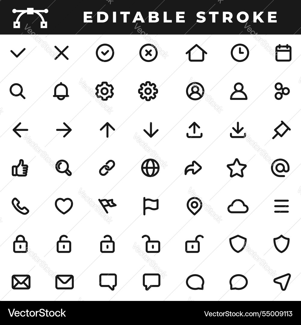 Set of linear icons with editable stroke isolated Vector Image