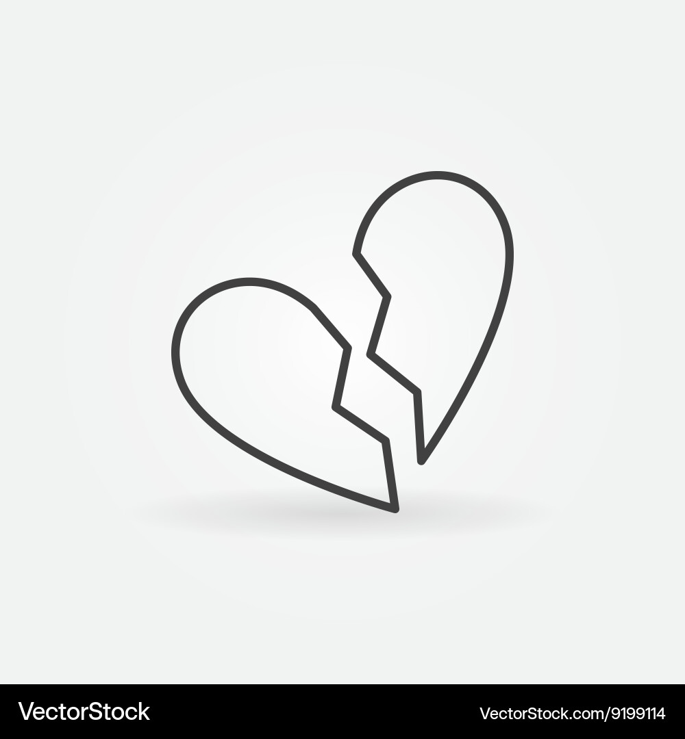 Broken heart linear icon vector image