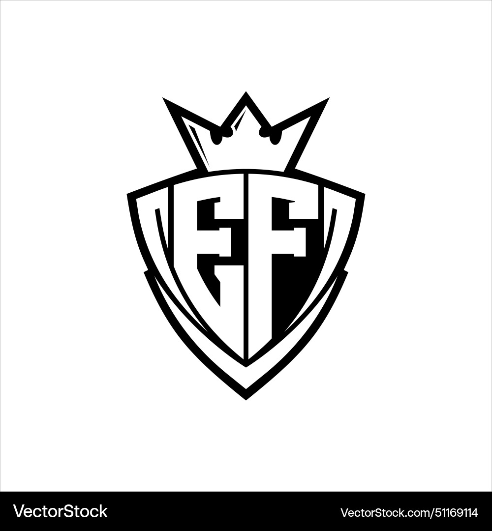 Ef letter logo with sharp triangle shield shape Vector Image