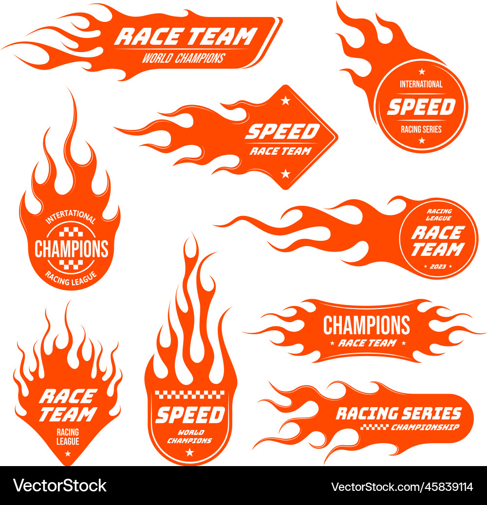 Flame emblem speed car race team patch sport Flame emblem speed car race team patch sport vector image