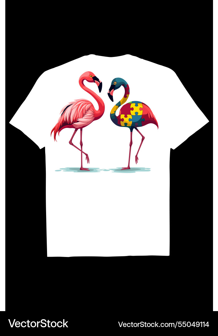 Flamingos of unity autism awareness in color Vector Image