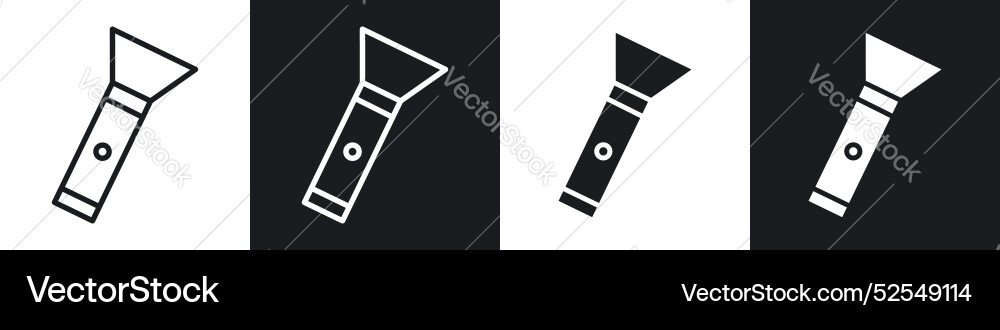 Flashlight thin line icon set Flashlight thin line icon set vector image