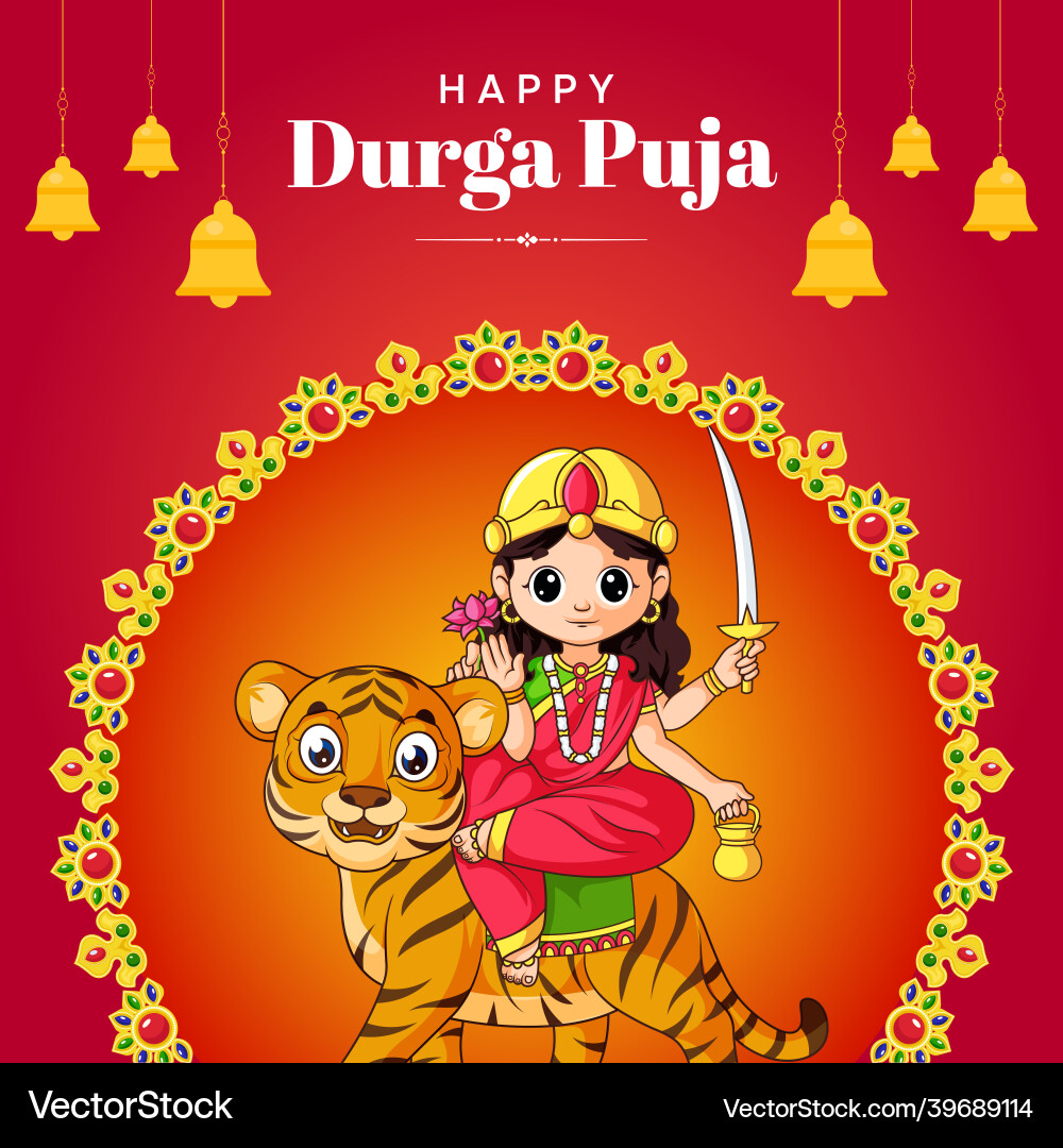 Happy durga puja banner design Happy durga puja banner design vector image