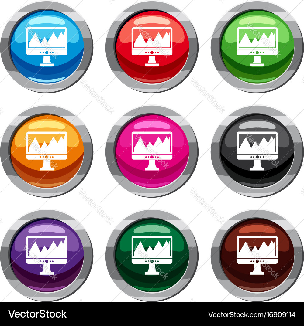 Monitor and a chart set 9 collection vector image