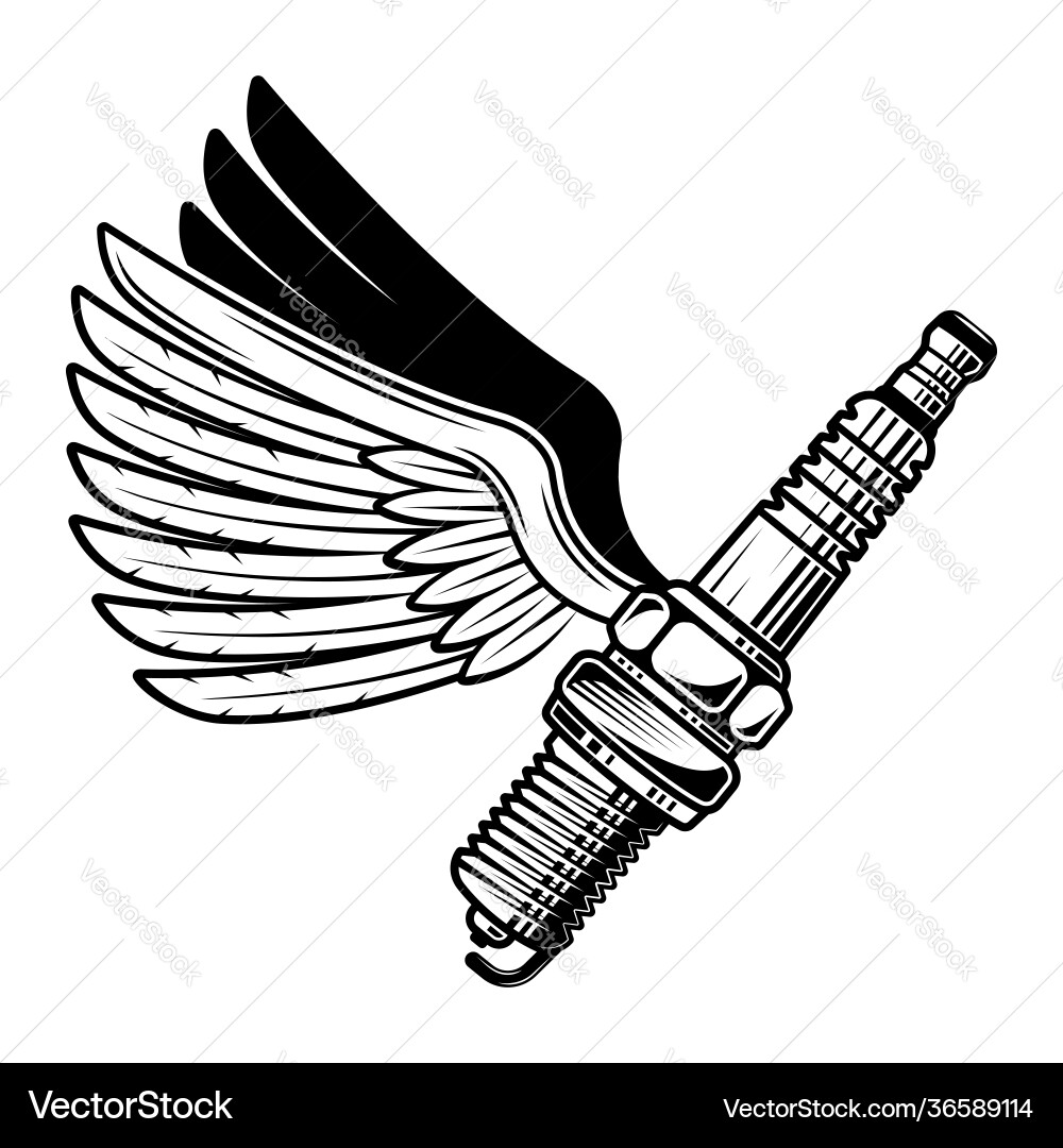 Motorcycle Spark Plug with Wings Vector Image