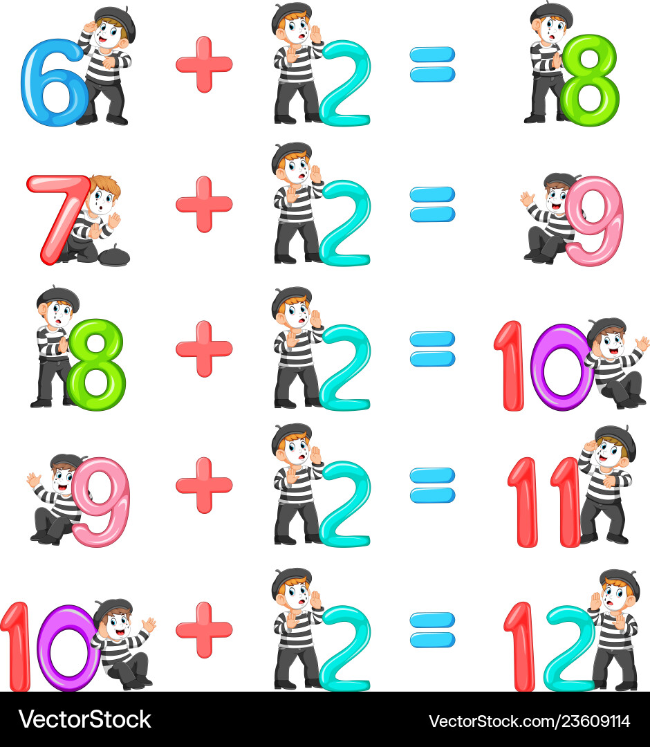 Number increment from 8 until 12 Vector Image