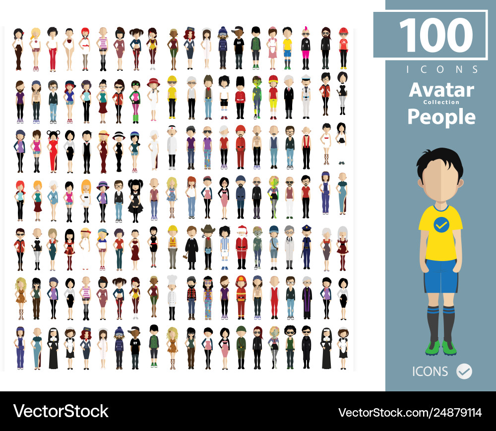 Set colorful avatars characters vector image