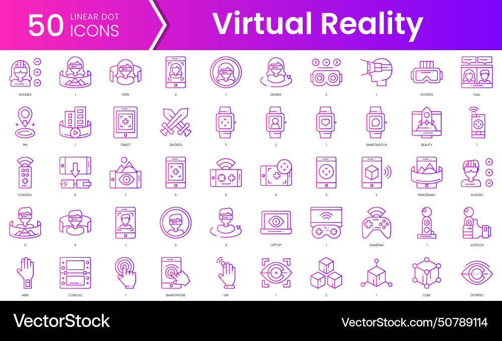 Set of virtual reality icons gradient style icon Set of virtual reality icons gradient style icon vector image