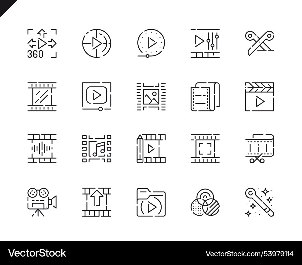 Simple set video editing line icons for website Simple set video editing line icons for website vector image