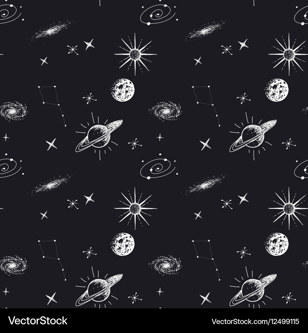 Cosmic Starry Night Pattern Vector Image