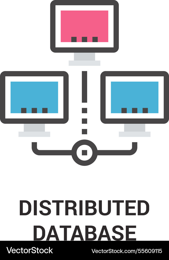 Distributed database flat icon design concept Vector Image