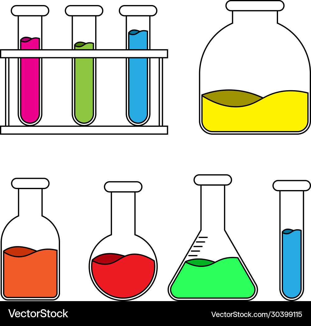 Flasks for Laboratory Testing vector image