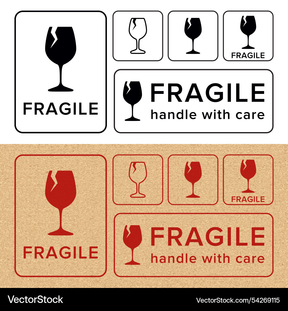 Fragile handle with care packaging symbol use vector image