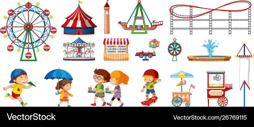 Isolated objects from circus theme with kids Vector Image