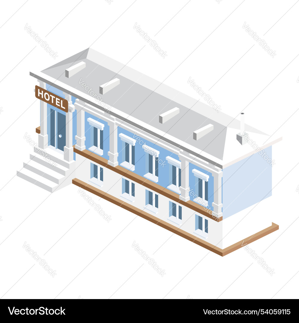 Isometric hotel in classical style with columns Vector Image