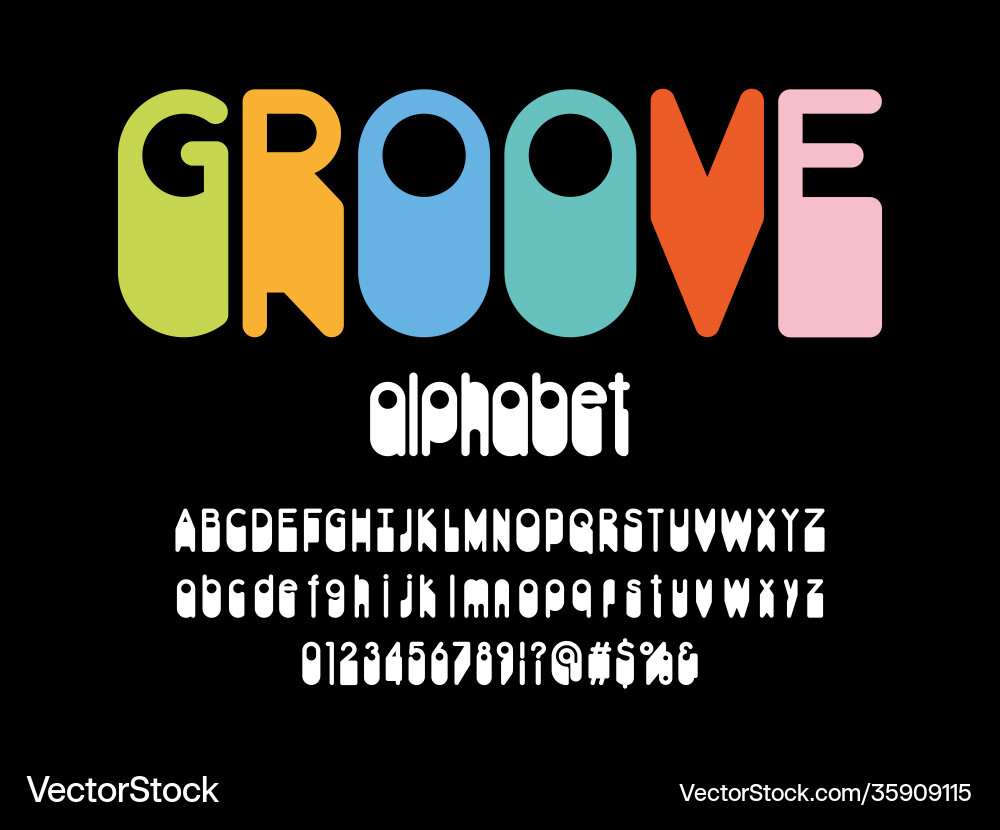 Retro Alphabet Font - Groovy Style Vector Image