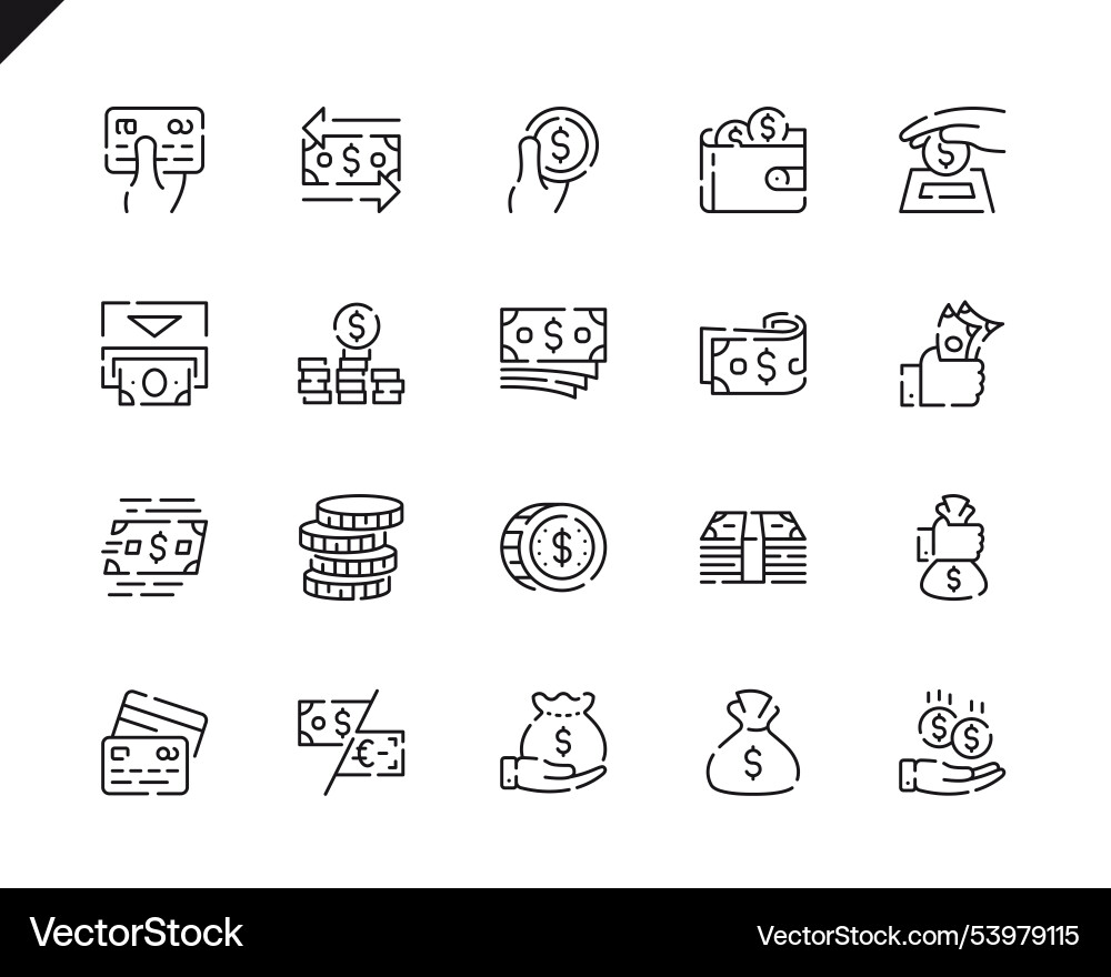 Simple set money line icons for website Vector Image