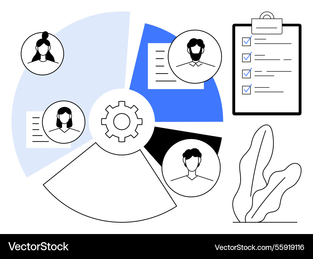 Collaborative teamwork and task management concept Collaborative teamwork and task management concept vector image