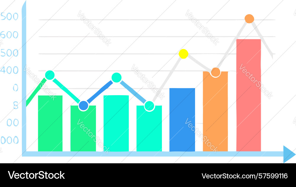 Dynamic bar chart with varied data trend design vector image