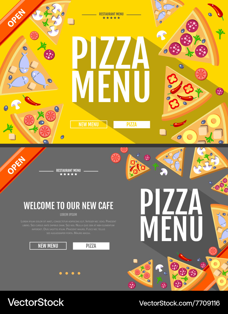 Flat style pizza menu concept web site design Vector Image