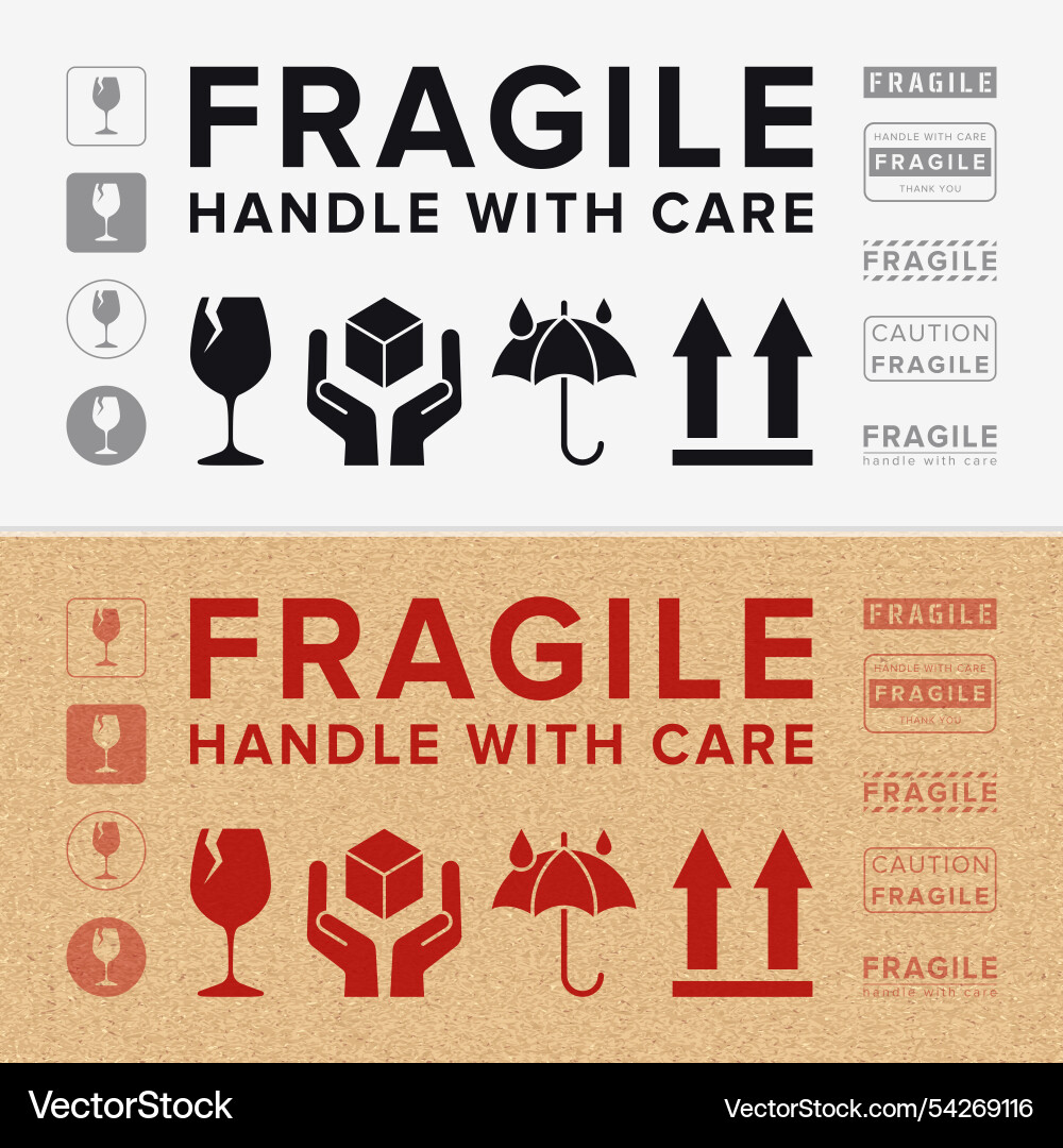 Fragile handle with care packaging symbol use vector image