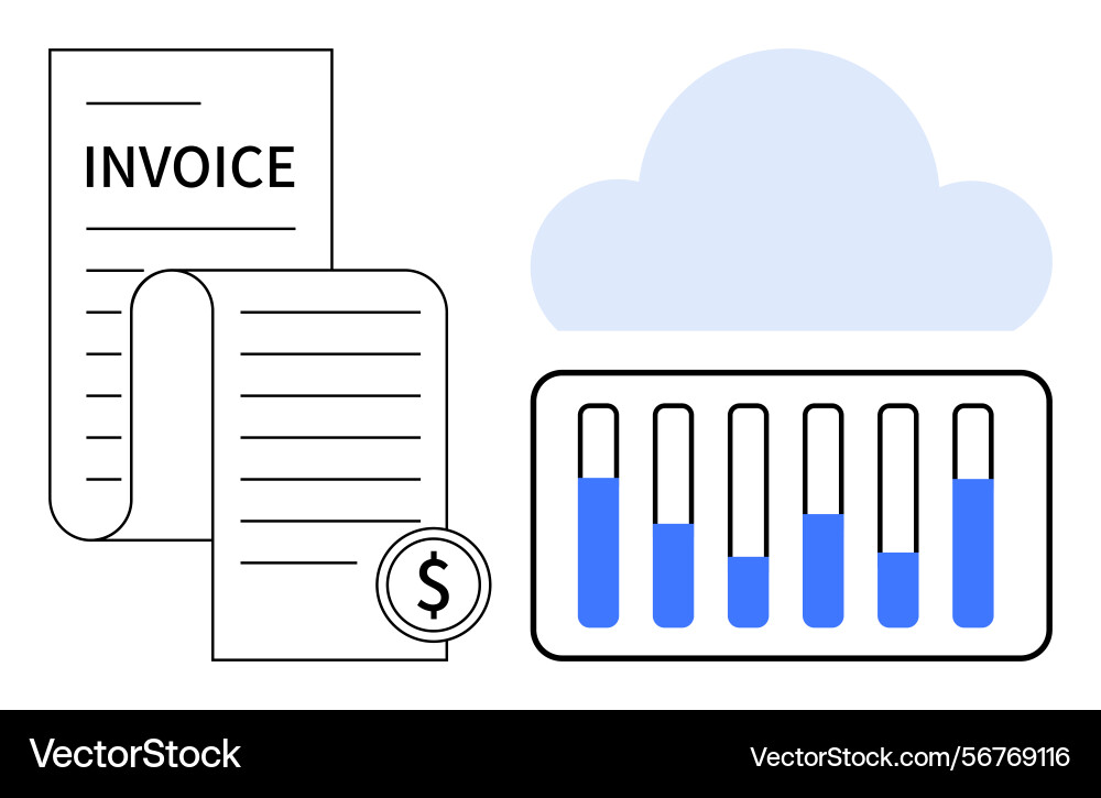 Invoice and financial data processing with cloud Invoice and financial data processing with cloud vector image