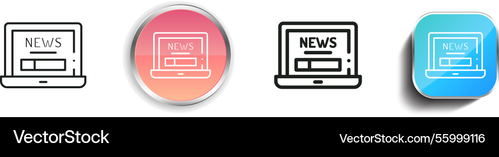 Laptop icon thin linear regular and button style Vector Image