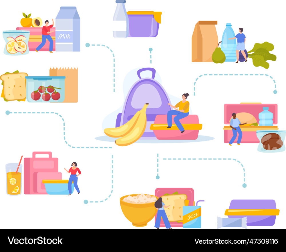 Lunch box flowchart composition Lunch box flowchart composition vector image