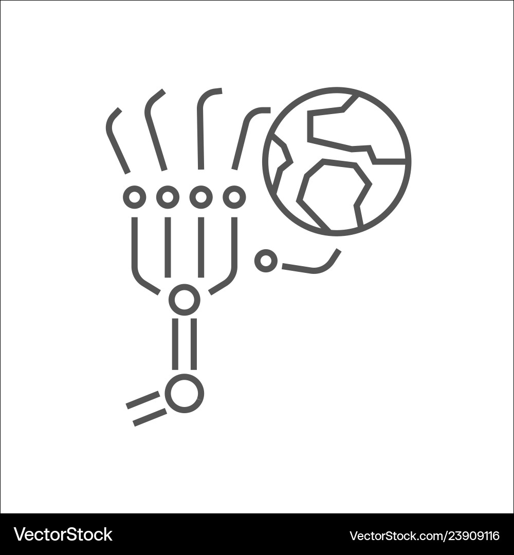 Robot arms and earth planet factory automation vector image