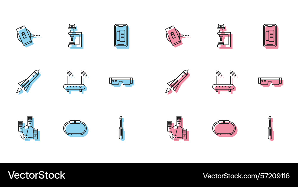 Set line computer network smartwatch wireless Set line computer network smartwatch wireless Vector Image
