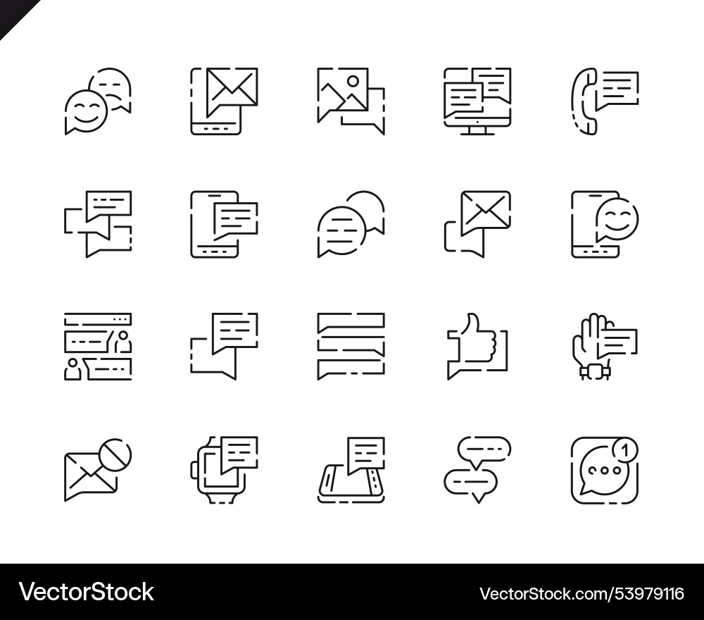 Simple set message line icons for website vector image